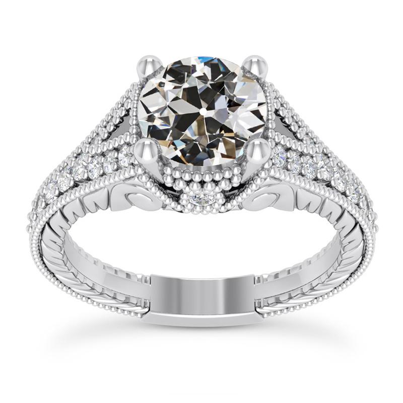 Altschliff Naturliche Diamant Jubiläumsring Milgrain Vintage-Stil 3.75 Karat
