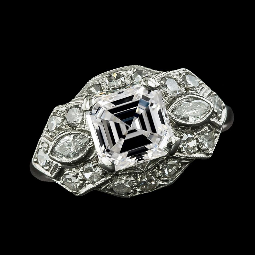 Asscher & Marquise Alter Bergmann Natürliche Diamant Ehering 6.50 Karat