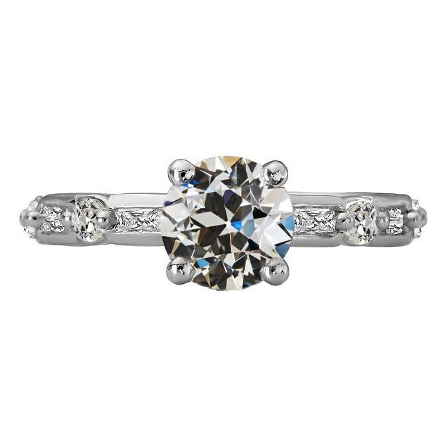 Baguette & Runder Echt Diamantring Im Alten Minenschliff 5,50 Karat