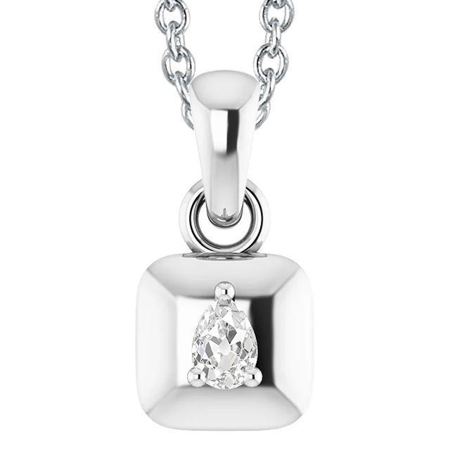 Birne Old Mine Cut 1 Karat Echt Diamant Anhänger Weißgold 14K