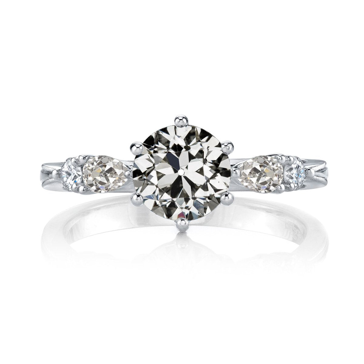 Birne & Runder Alter Minenschliff Echt Diamantring 14K Weißgold 4 Karat - harrychadent.ch