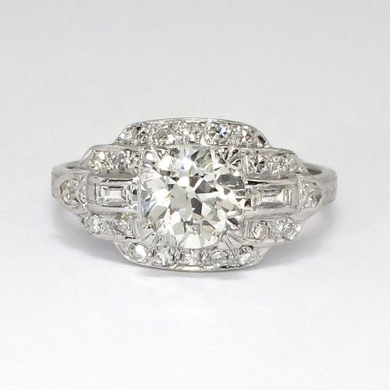 Damen Baguette & Runder Alter Minenschliff Echt Diamant Ehering 2,75 Karat