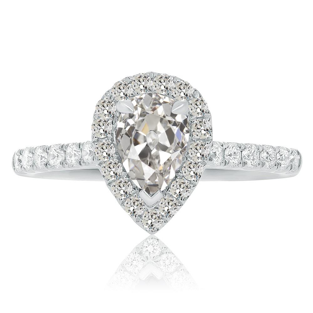 Damen Birne Alter Bergmann Echt Diamant Halo Ring 5,50 Karat Goldschmuck