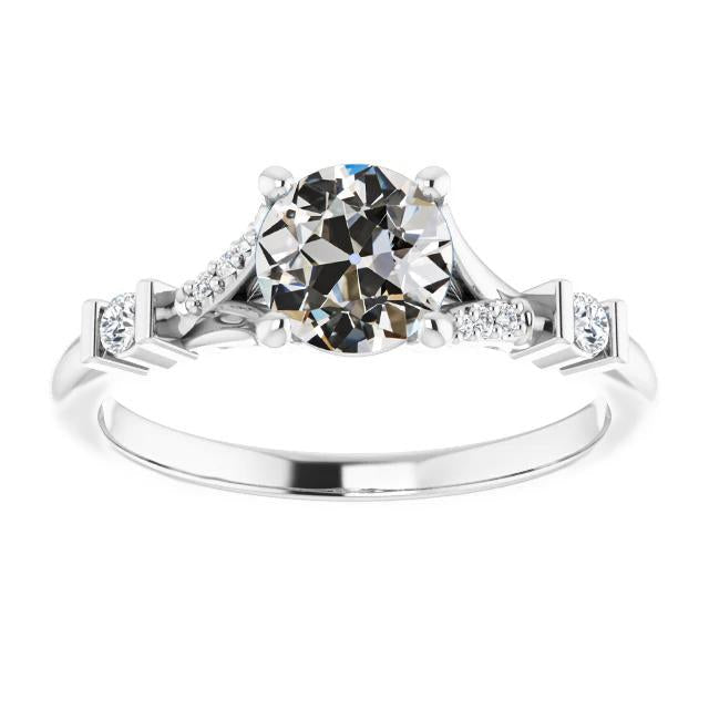Damen Echt Diamant-Verlobungsring Old Mine Cut Bar-Zacken-Set 3 Karat - harrychadent.ch