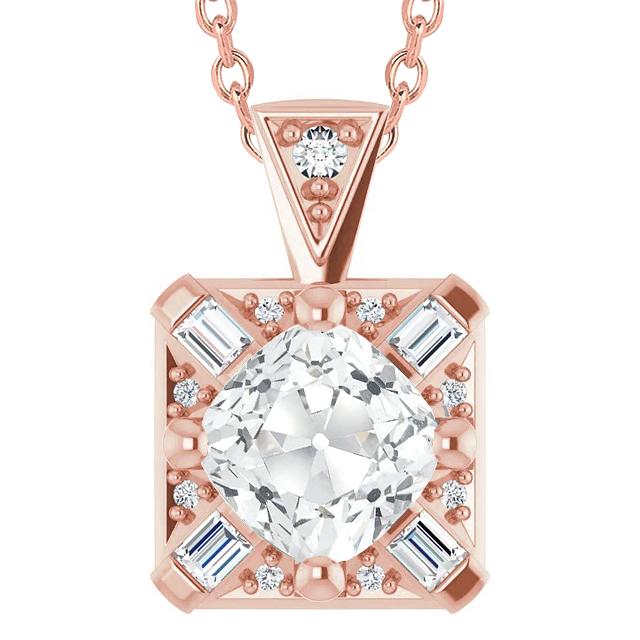 Damen Echt Diamant Anhänger Kissen Alter Bergmann Baguette & Rund 7.50 Karat - harrychadent.ch
