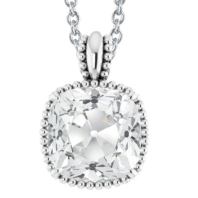 Damen Echt Diamant Anhänger Kissen Alter Bergmann Beaded Style 5 Karat 14K - harrychadent.ch