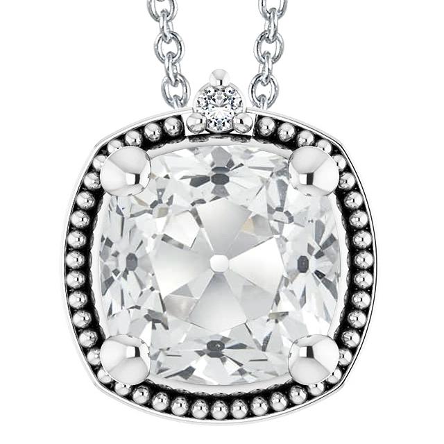 Damen Echt Diamant Anhänger Rund & Kissen Alter Bergmann Milgrain 5.50 Karat