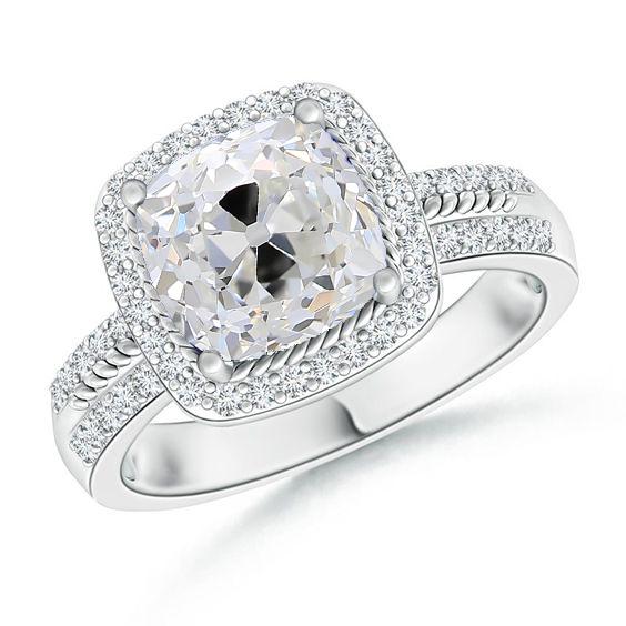 Damen Echt Diamant Halo Ring im Kissenschliff alter Bergmann 3,50 Karat Weißgold - harrychadent.ch
