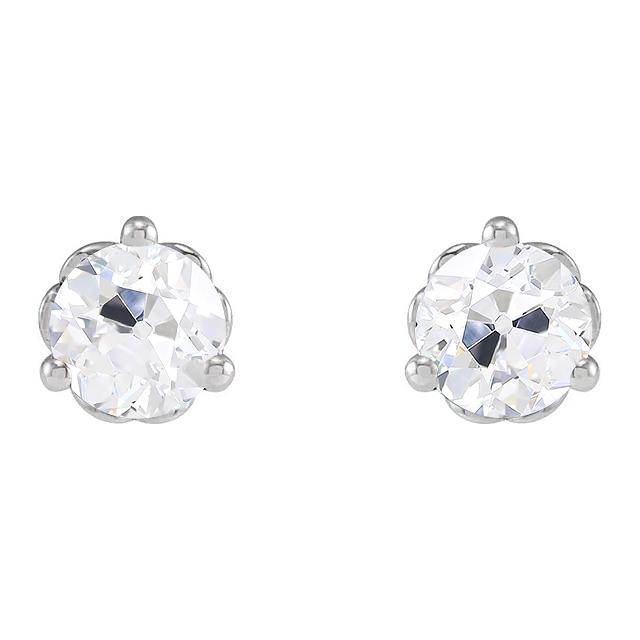 Damen Goldohrringe Old Mine Cut Echt Diamant Ohrstecker 4 Karat1