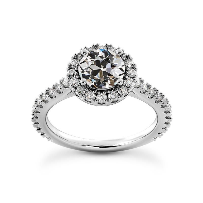 Damen Halo Altschliff Echt Diamantring Mit Akzenten 5 Karat Gold
