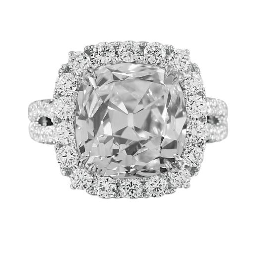 Damen Halo Ehering Old Cut Kissen Echt Diamant Split Shank 9 Karat