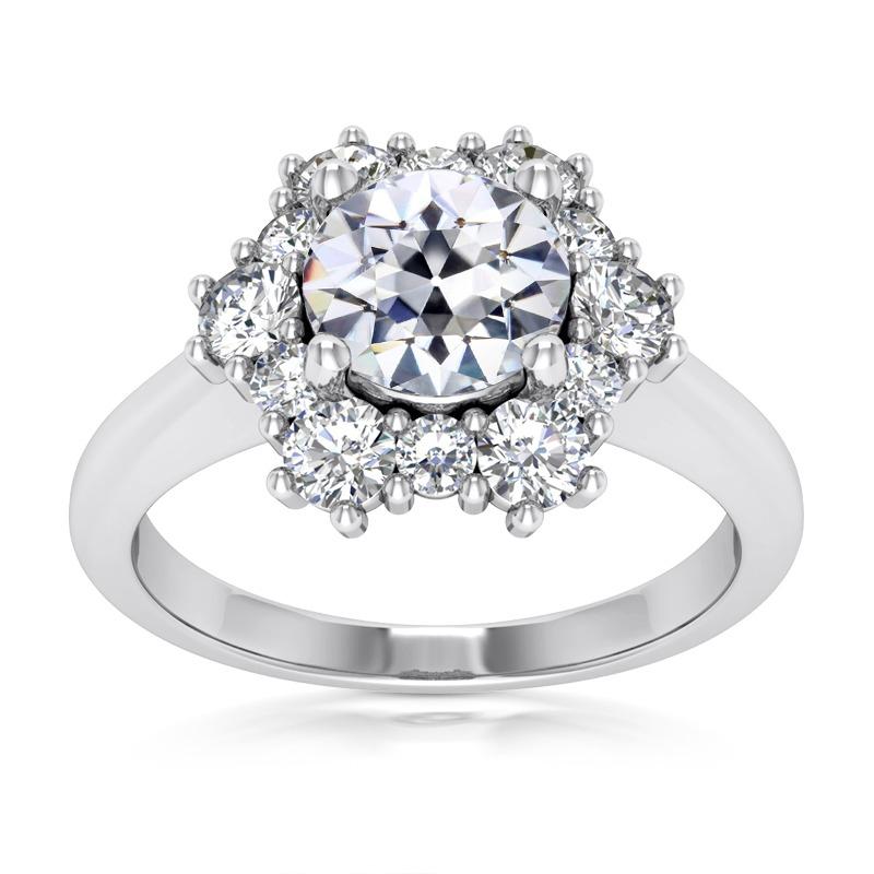 Damen Halo Ring Rund Alter Bergmann Naturliche Diamant Krappen Set 8,50 Karat