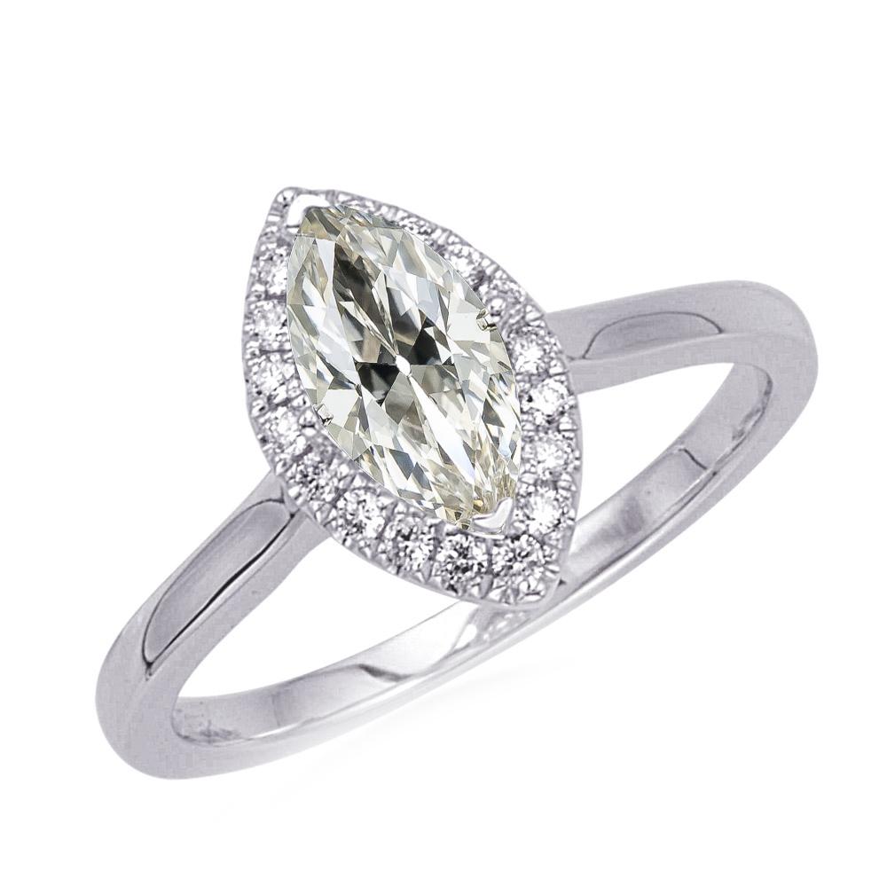 Damen Halo Ring Rund & Marquise Old Mine Cut Echt Diamant 4,50 Karat