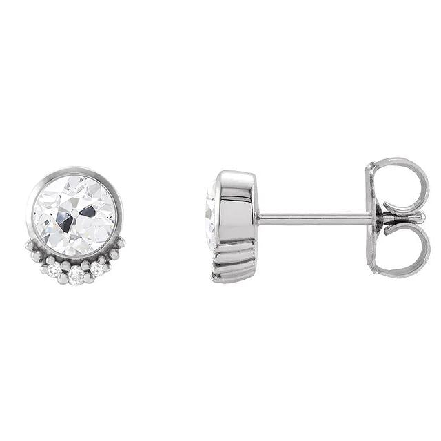 Damen Ohrstecker Altschliff Naturlich Diamant Lünette Set 5 Karat Weißgold 14K P1 - harrychadent.ch