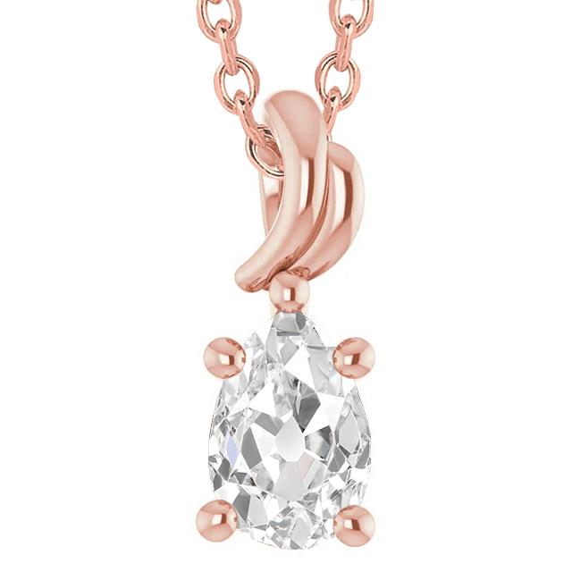 Damen Solitaire Echt Diamant Anhänger Birne Alter Bergmann 3 Karat Roségold