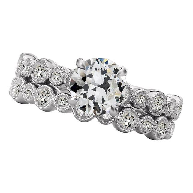 Damen Verlobungsring Set Alter Minenschliff Natürlich Diamant Vintage-Stil 5 Karat - harrychadent.ch
