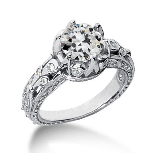 Damenring Alter Minenschliff Naturliche Diamant Antik-Stil 2 Karat Goldschmuck