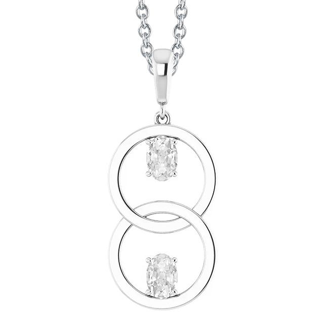 Doppelkreis Echt Diamant Anhänger Oval alter Bergmann 2 Stein & Kaution 2 Karat