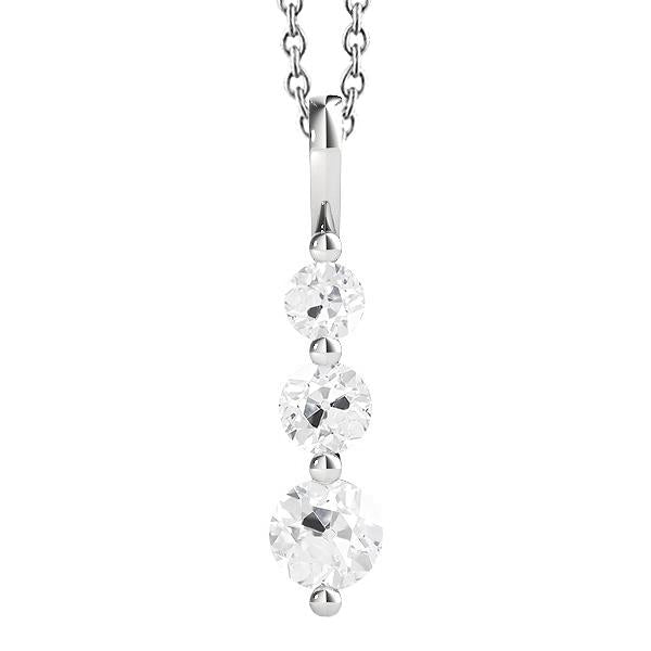 Drei Stein Echt Diamant Anhänger Krappen Set Rund alter Bergmann 2,50 Karat - harrychadent.ch