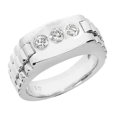 Drei Stein Gypsy Herrenring Herren 1,50 Karat Runde Echt Diamanten