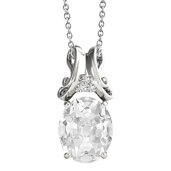 Echt Diamant-Anhänger-Halskette Mit Bügel Rund & Oval Alter Bergmann 5,50 Karat