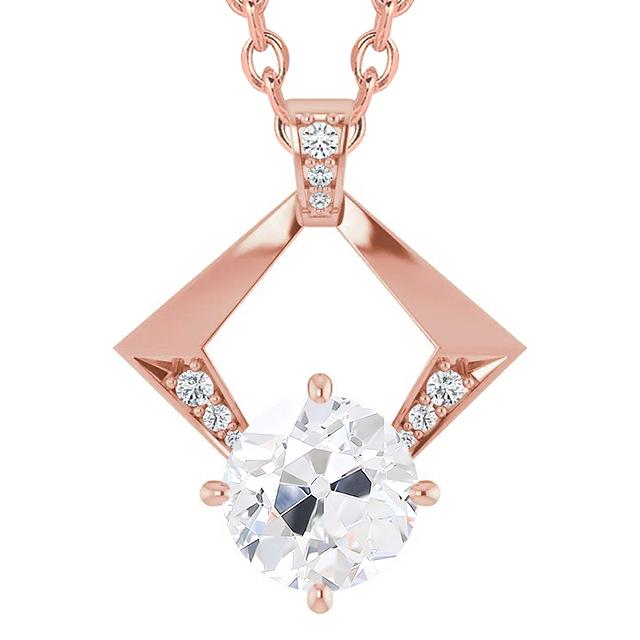 Echt Diamant-Anhänger-Halskette Rund Im Alten Minenschliff 3.50 Karat Roségold - harrychadent.ch