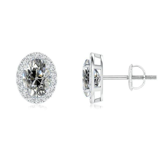 Echt Diamant Halo Ohrstecker Oval Old European 6 Karat Schraubboden Weißgold - harrychadent.ch