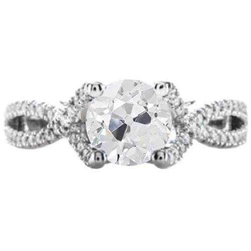Echt Diamant Old Cut Ring 2,50 Karat Twisted Split Shank Pave Set Akzente - harrychadent.ch