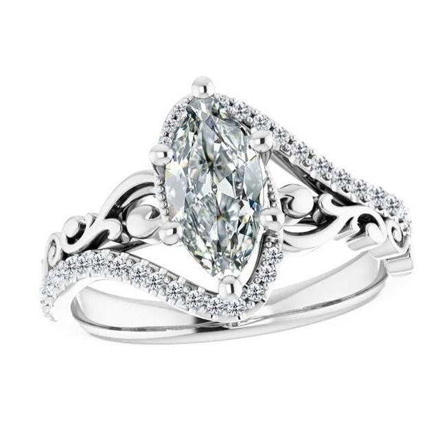 Echt Diamantring Im Antiken Stil Rund & Marquise Im Alten Minenschliff 4,50 Karat - harrychadent.ch