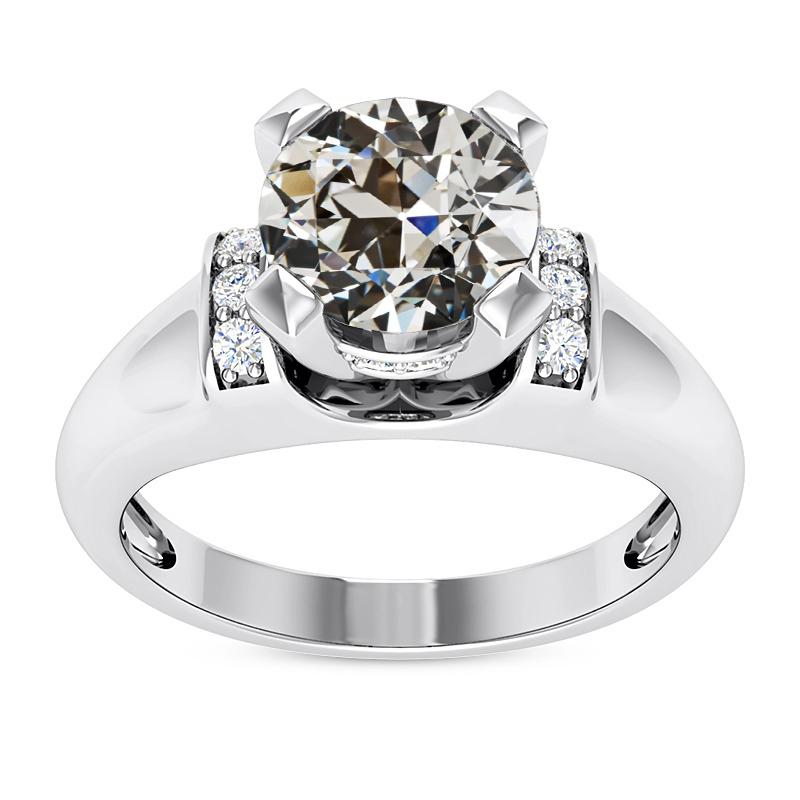 Echt Diamantrunder Alter Minenschliff Ausgefallener Ring Mit Breitem Band 4,75 Karat Schmuck - harrychadent.ch