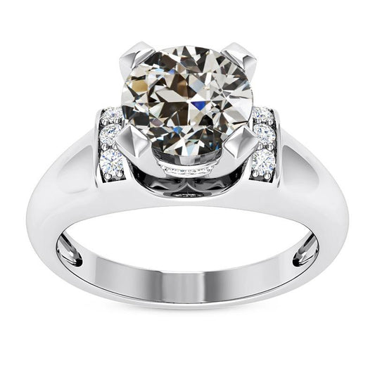 Echt Diamantrunder Alter Minenschliff Ausgefallener Ring Mit Breitem Band 4,75 Karat Schmuck - harrychadent.ch