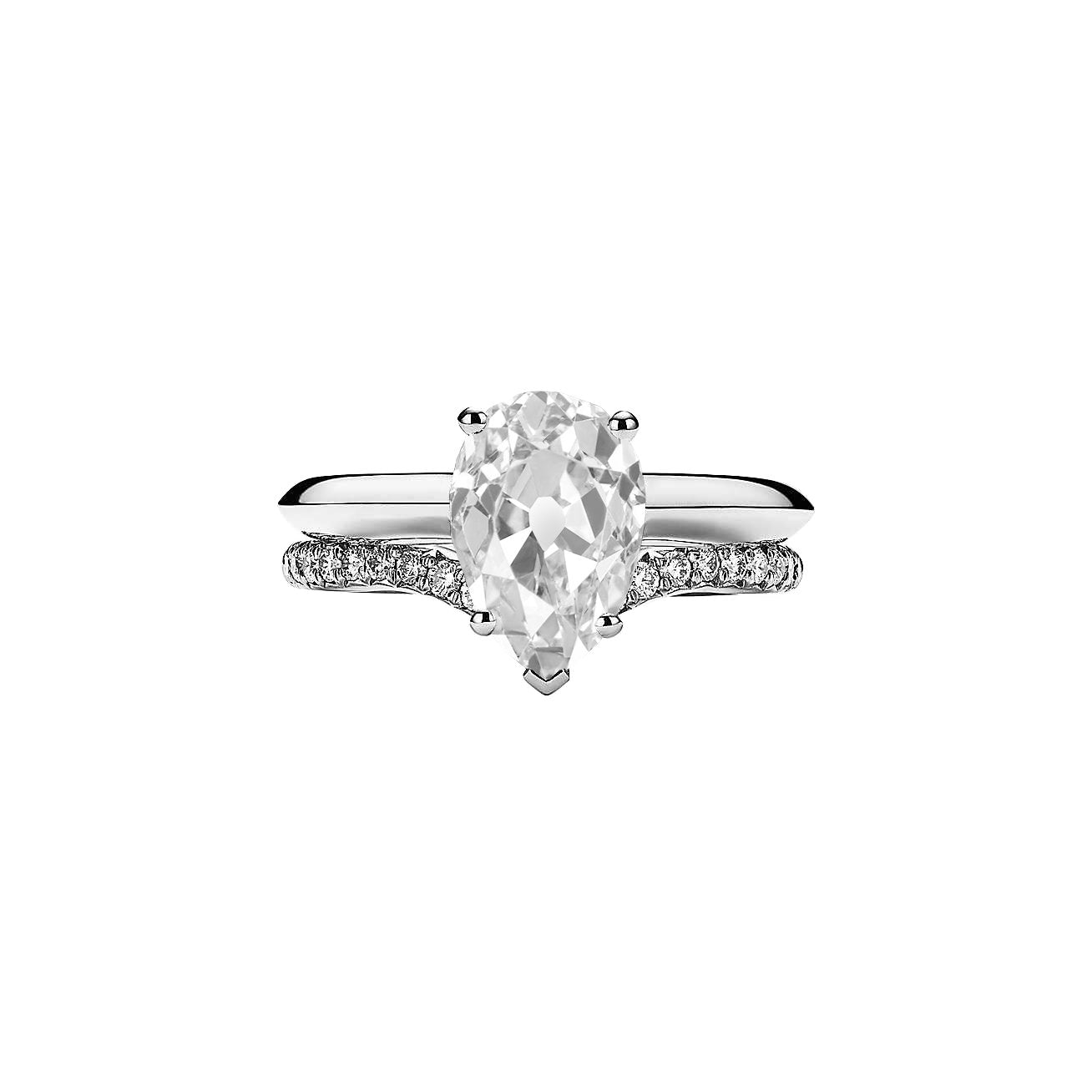 Ehering Enhancer Band Set Birne Old Mine Cut Natürliche Diamant 3,50 Karat