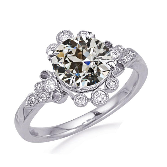 Ehering Im Antiken Stil, Rund, Alter Minenschliff Echt Diamant 4,50 Karat