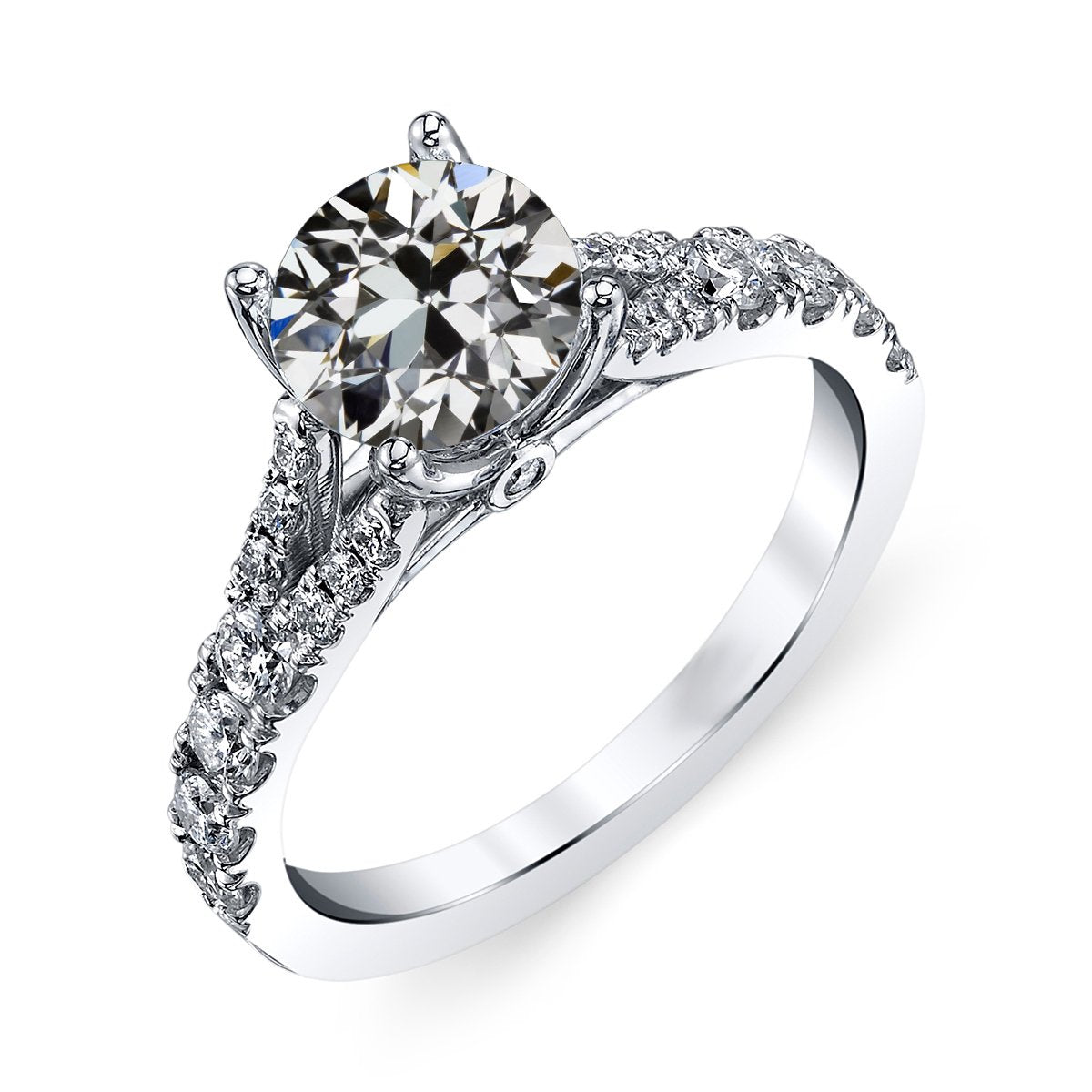 Ehering Rund Alter Bergmann Echt Diamant Cathedral Set Schmuck 5 Karat