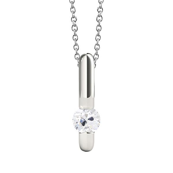 Gold-Solitär Echt Diamant-Anhänger mit Kette rund alter Bergmann 1 Karat - harrychadent.ch