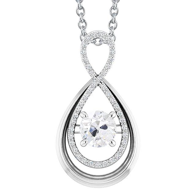 Gold 14K Altschliff Natürliche Diamant Anhänger Mit Kette 2,50 Karat Infinity Style