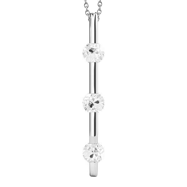 Gold 14K Drei-Stein Echt Diamant-Anhänger Runder Altschliff 1,50 Karat - harrychadent.ch