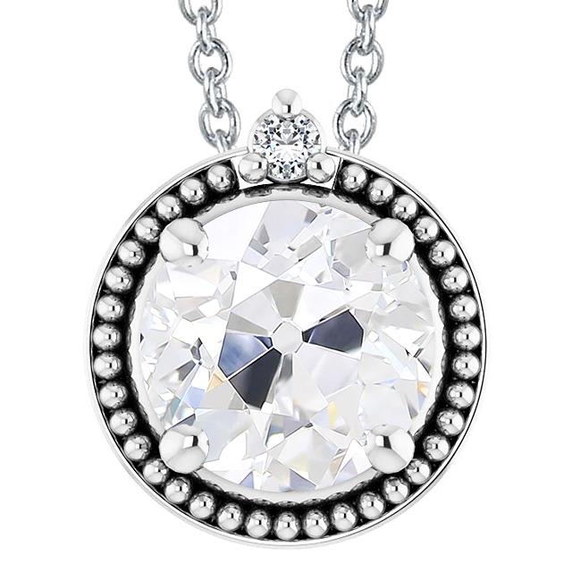 Gold Echt Diamant Anhänger Halskette 5,50 Karat Rund Alter Bergmann Schmuck