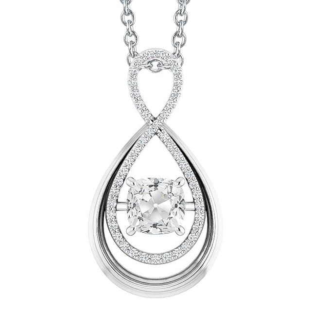 Gold Echt Diamant Anhänger Kissen Old Cut 3,50 Karat Twisted Style