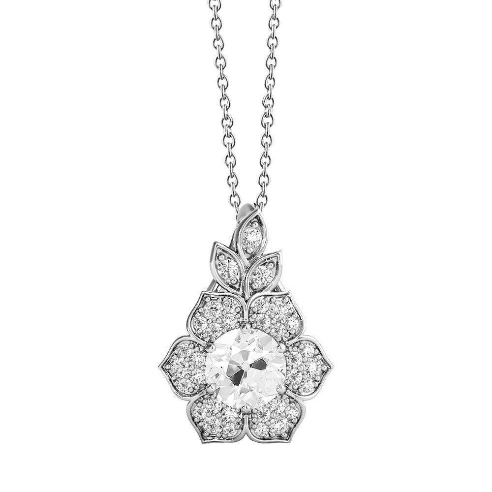 Gold Echt Diamant Anhänger Krappen Set Rund alter Bergmann Flower Style 2,50 Karat - harrychadent.ch