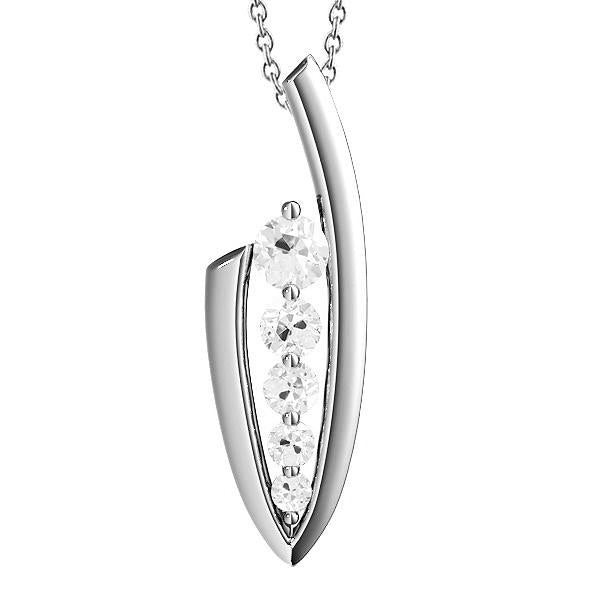 Gold Fünf-Stein-Naturliche Diamant-Anhänger Rund Alter Bergmann V-Form 2 Karat