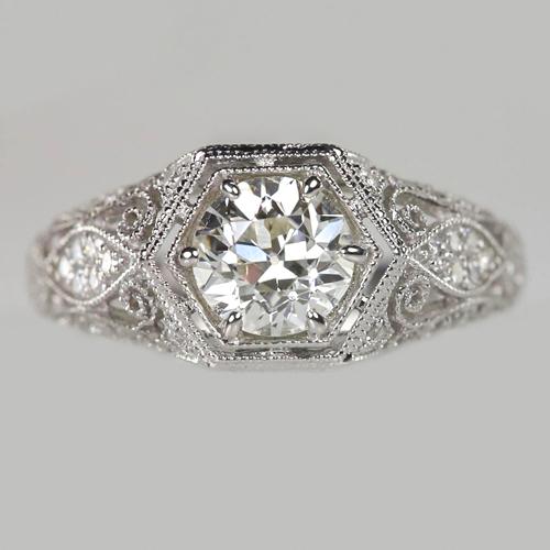 Gold Jubiläumsring Old Cut Runder Echt Diamant Milgrain Schaft 2.25 Karat