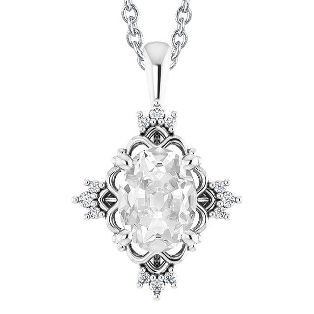 Gold Naturliche Diamant Anhänger Halskette Oval Alter Bergmann 4,50 Karat