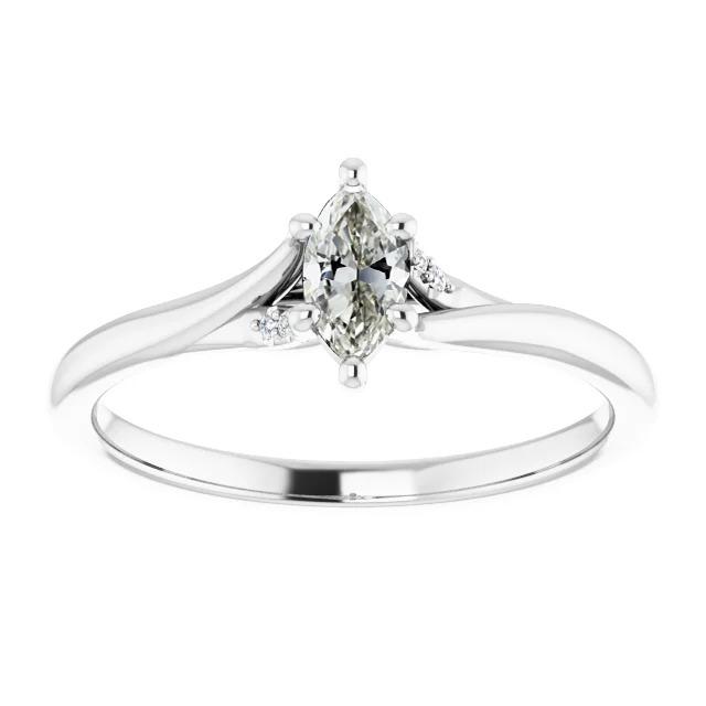 Gold Rund & Marquise Old Mine Cut Echt Diamant Ehering 1,50 Karat