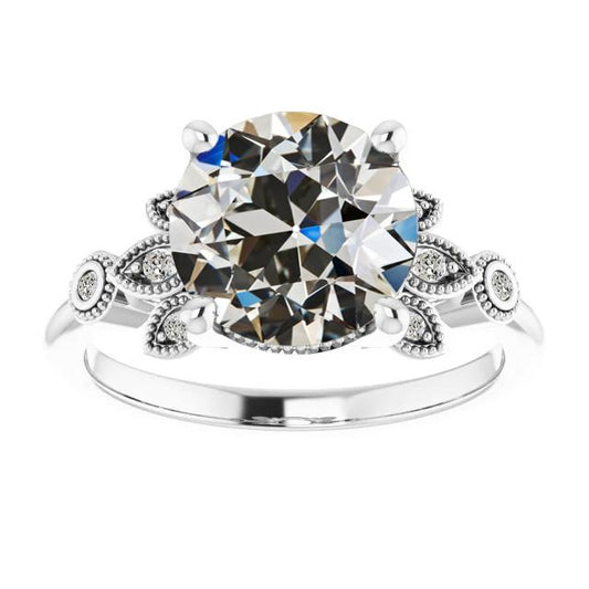 Gold Runder Natürlich Diamant-Verlobungsring Im Alten Minenschliff 5 Karat - harrychadent.ch