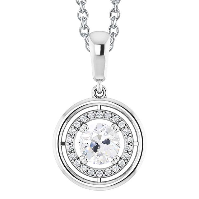 Goldener Halo-Echt Diamant-Anhänger Alter Bergmann Prong Set Schmuck 2,50 Karat