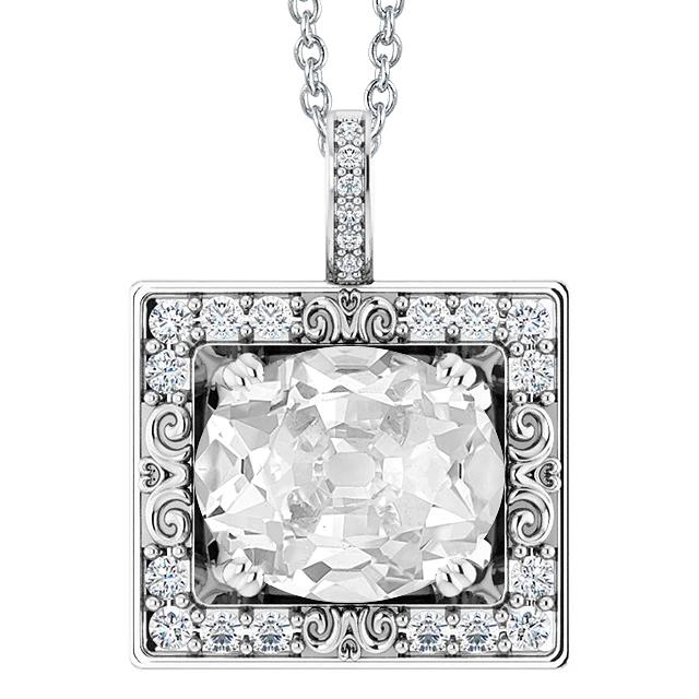 Goldener Halo-Echt Diamant-Anhänger Rund & Oval Alter Bergmann 7 Karat Zinken-Set
