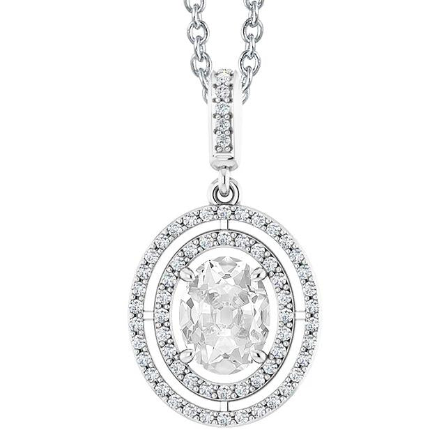 Goldener Halo-Natürliche Diamant-Anhänger Rund & Oval Im Alten Minenschliff 4 Karat