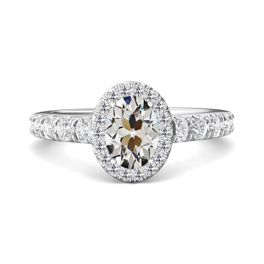 Goldener Halo-Ring Ovaler Alter Minenschliff Naturlich Diamantschmuck 6.50 Karat - harrychadent.ch