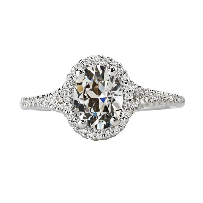 Goldener Runder & Ovaler Alter Bergmann Echt Diamant Halo Ring 6,50 Karat Schmuck